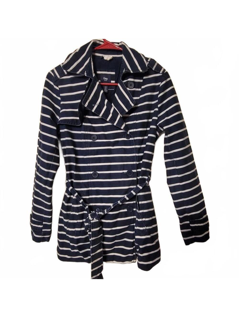 Womens GAP striped trench coat with belt. Size XS